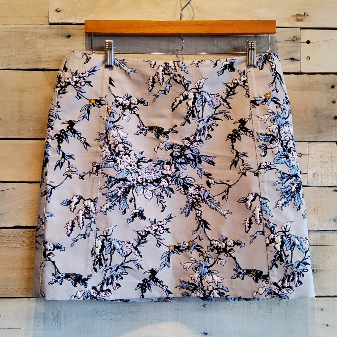 Loft Satin Embroidery Mini Skirt Sz 10