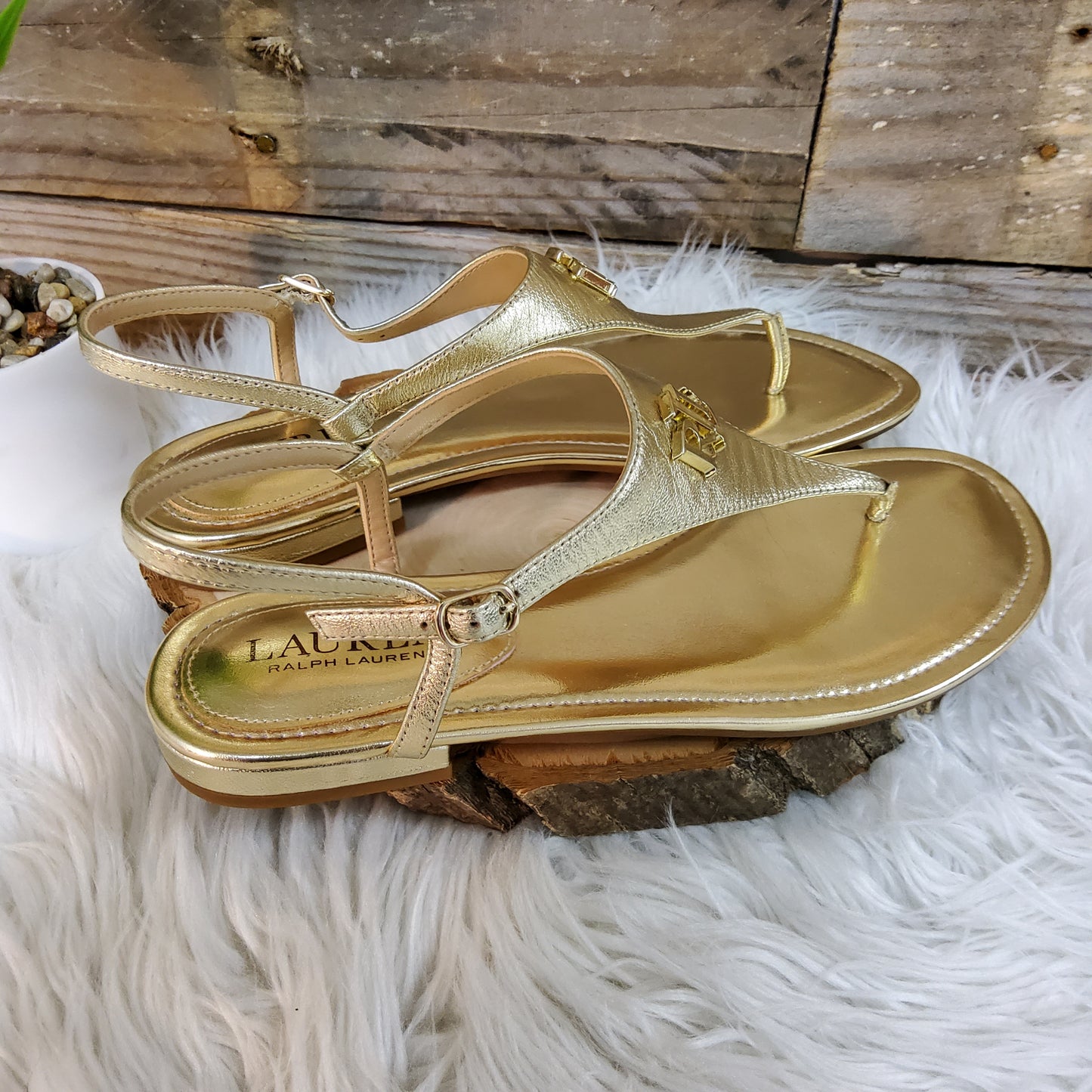 Lauren by Ralph Lauren Gold Sandals Sz 7.5