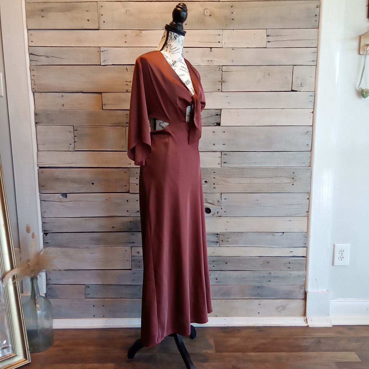 Express Burnt Orange Satin Maxi Sz L
