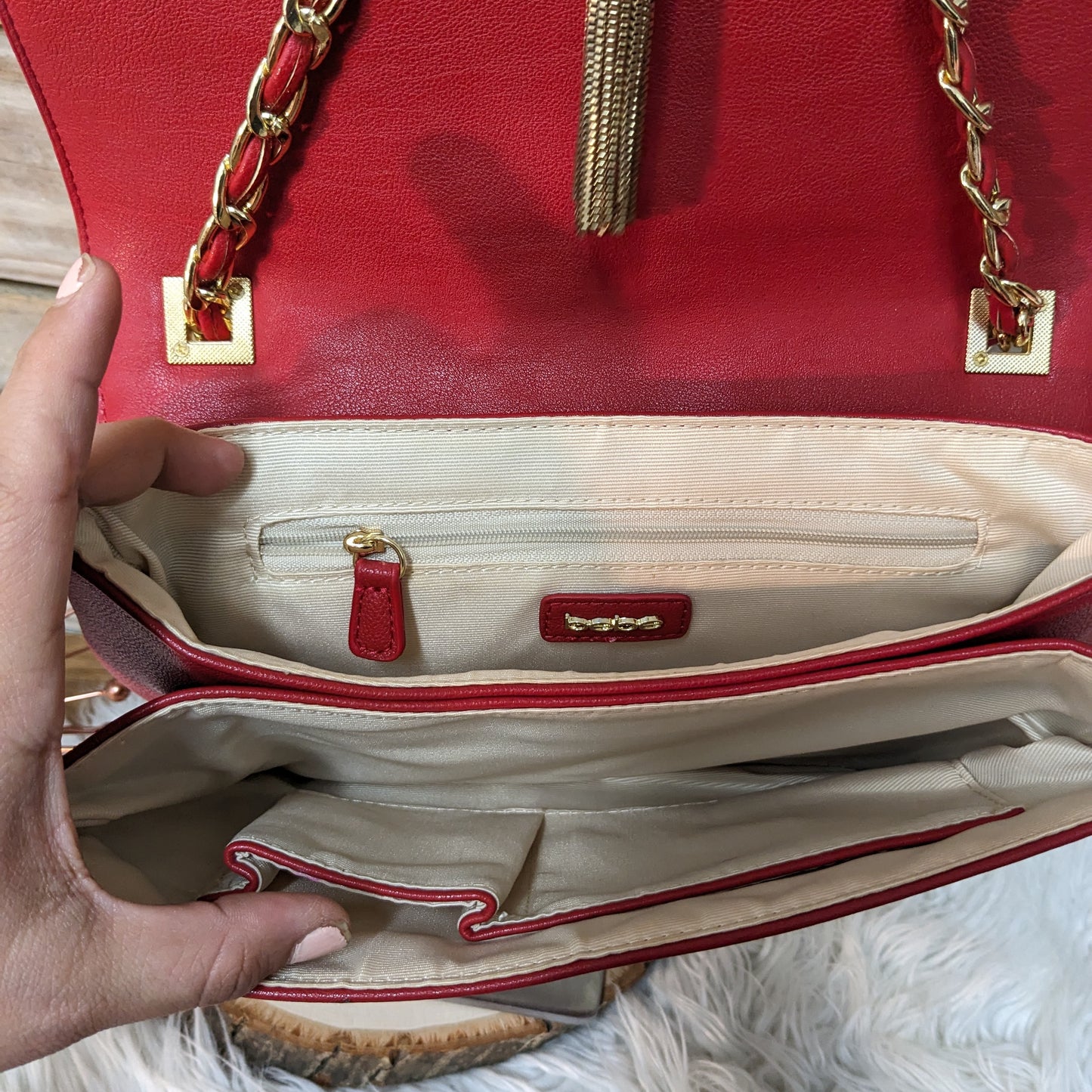 Bebe Red Crocodile Crossbody