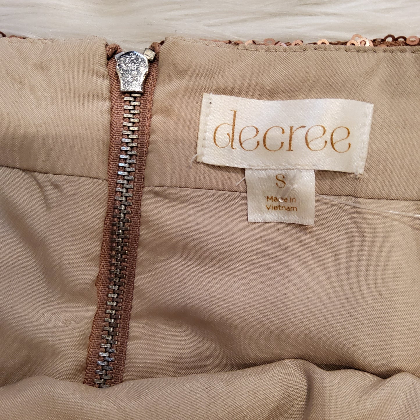 Decree Rose Gold Sequin Mini Skirt Sz S
