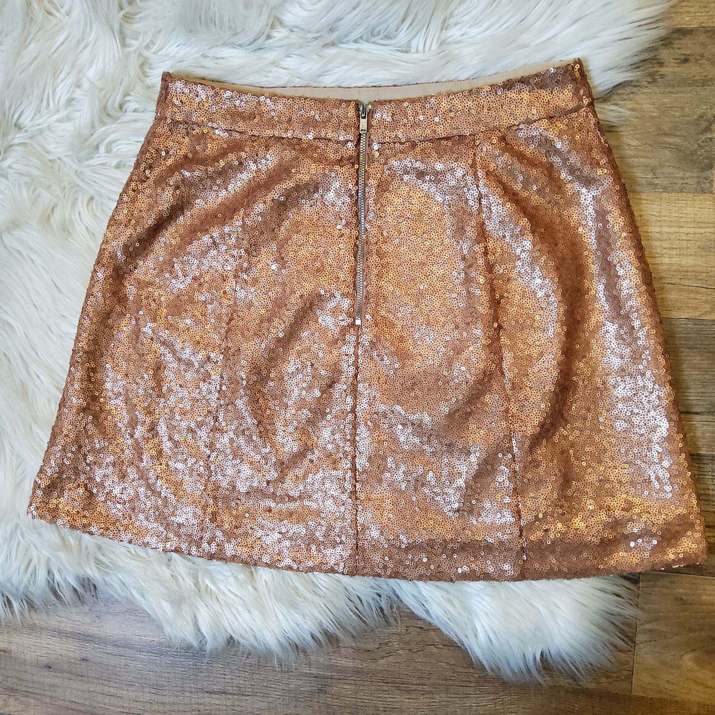 Decree Rose Gold Sequin Mini Skirt Sz S