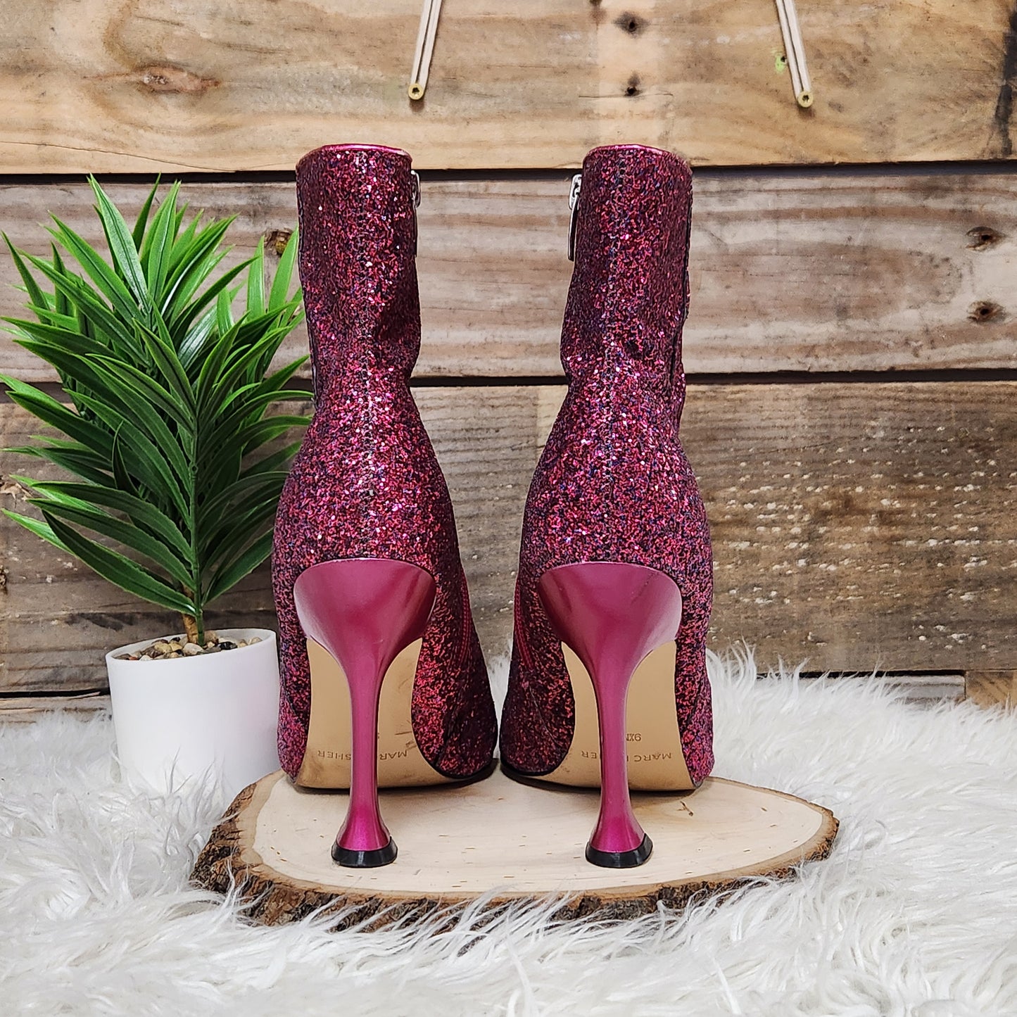 Marc Fisher Magenta Glitter Booties