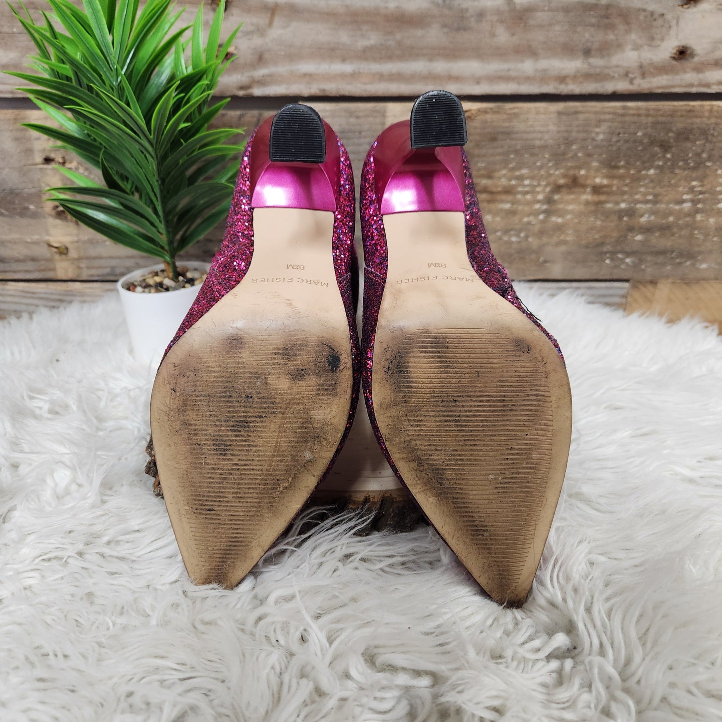 Marc Fisher Magenta Glitter Booties