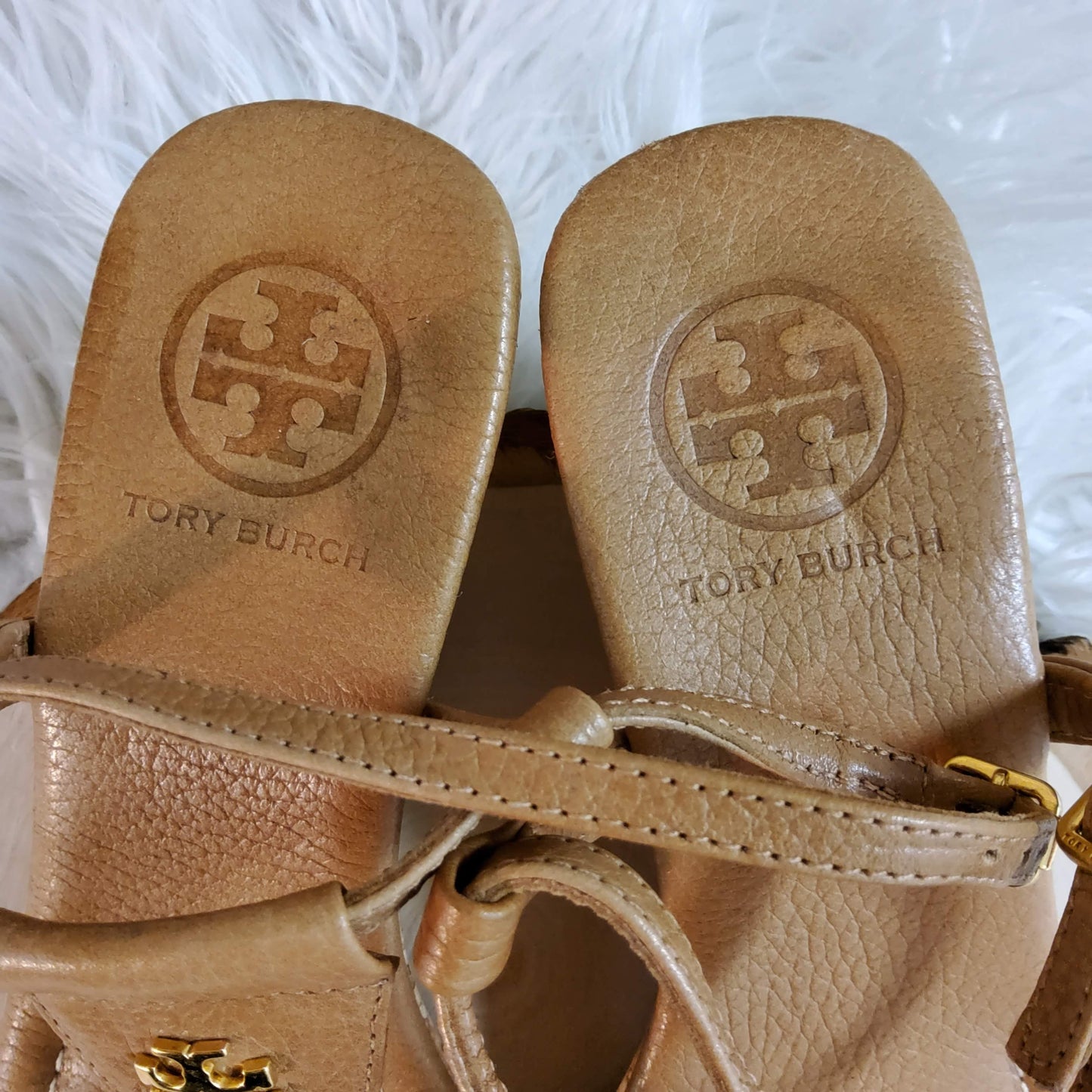 Tory Burch Tan Wedge Sandals Sz 6.5