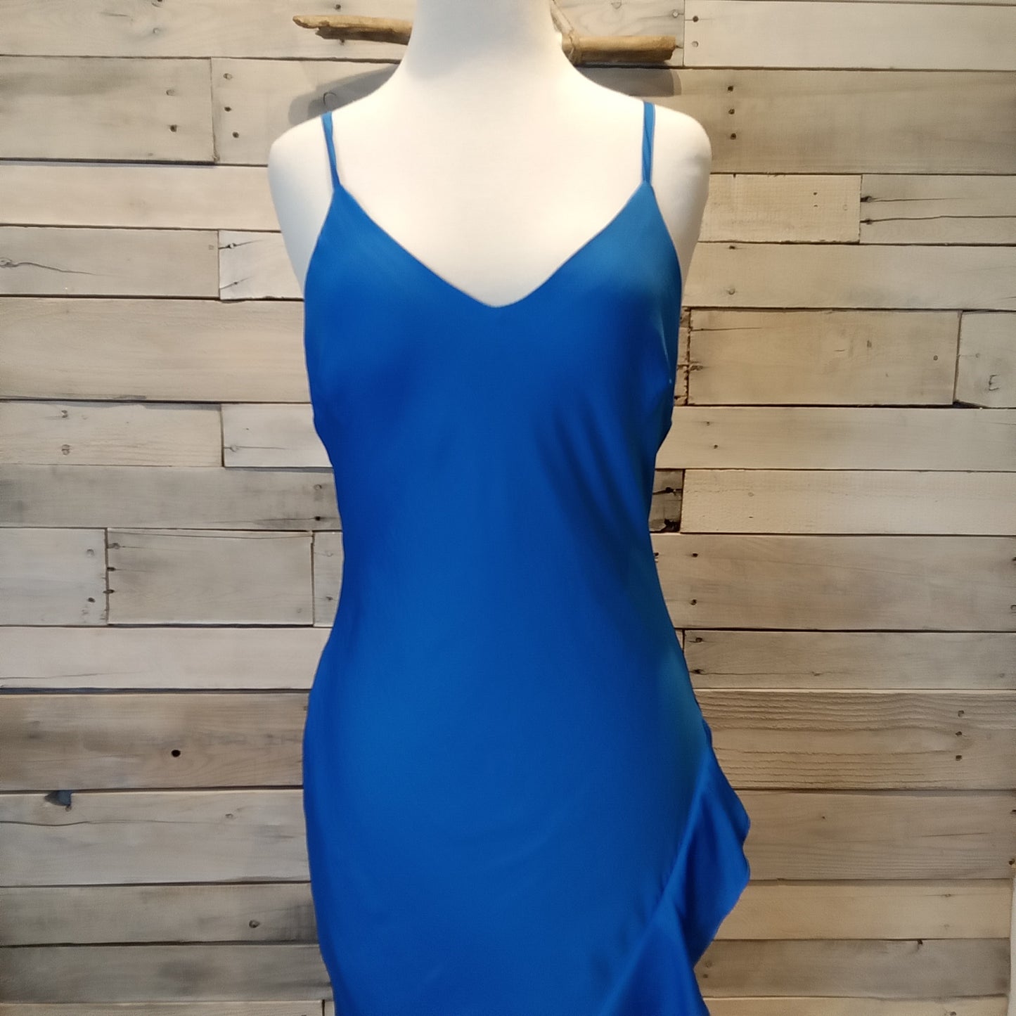 Ee:some Blue Satin Maxi Dress Sz L