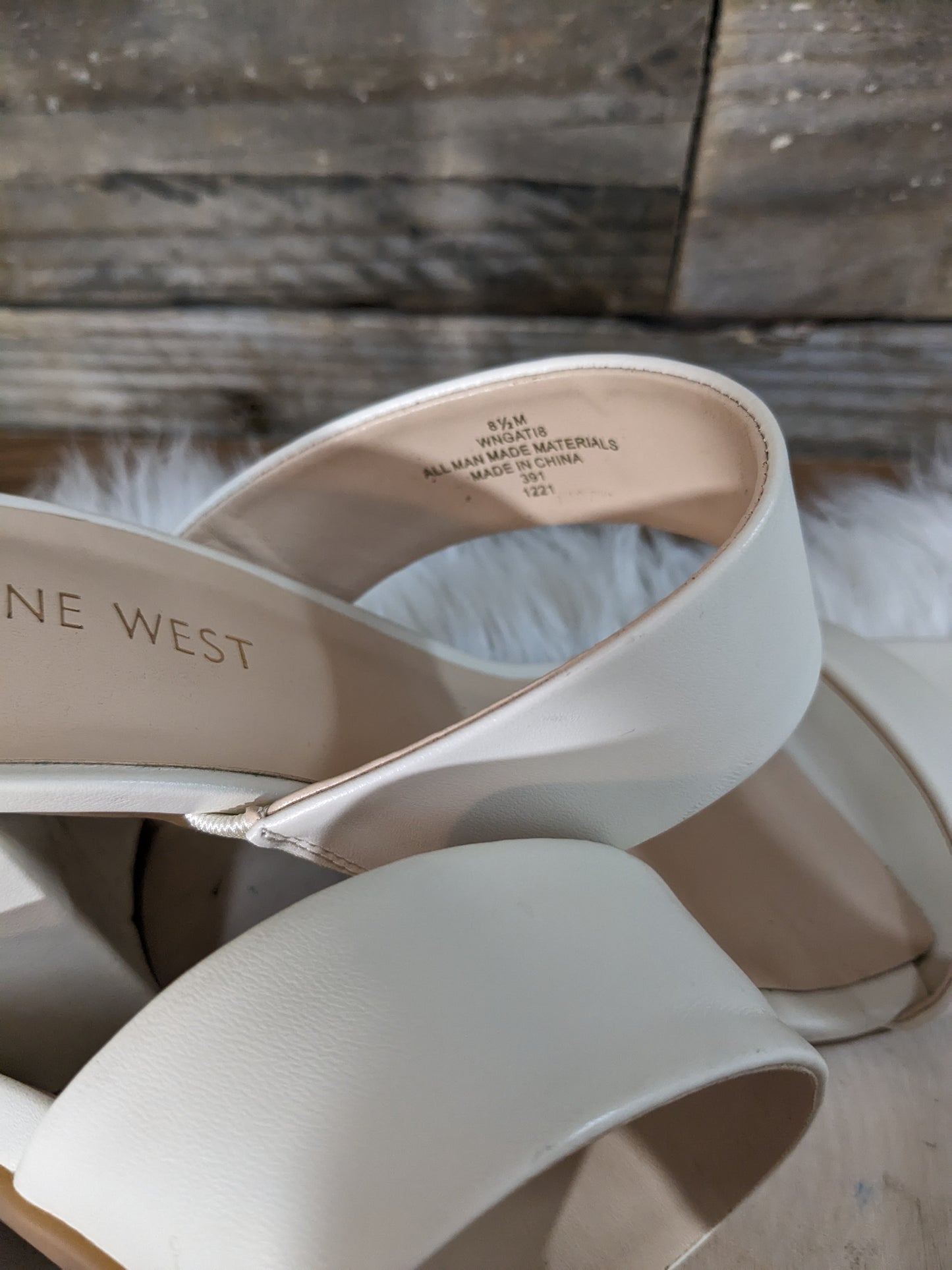 Nine West Ivory Heeled Sandals Sz 8