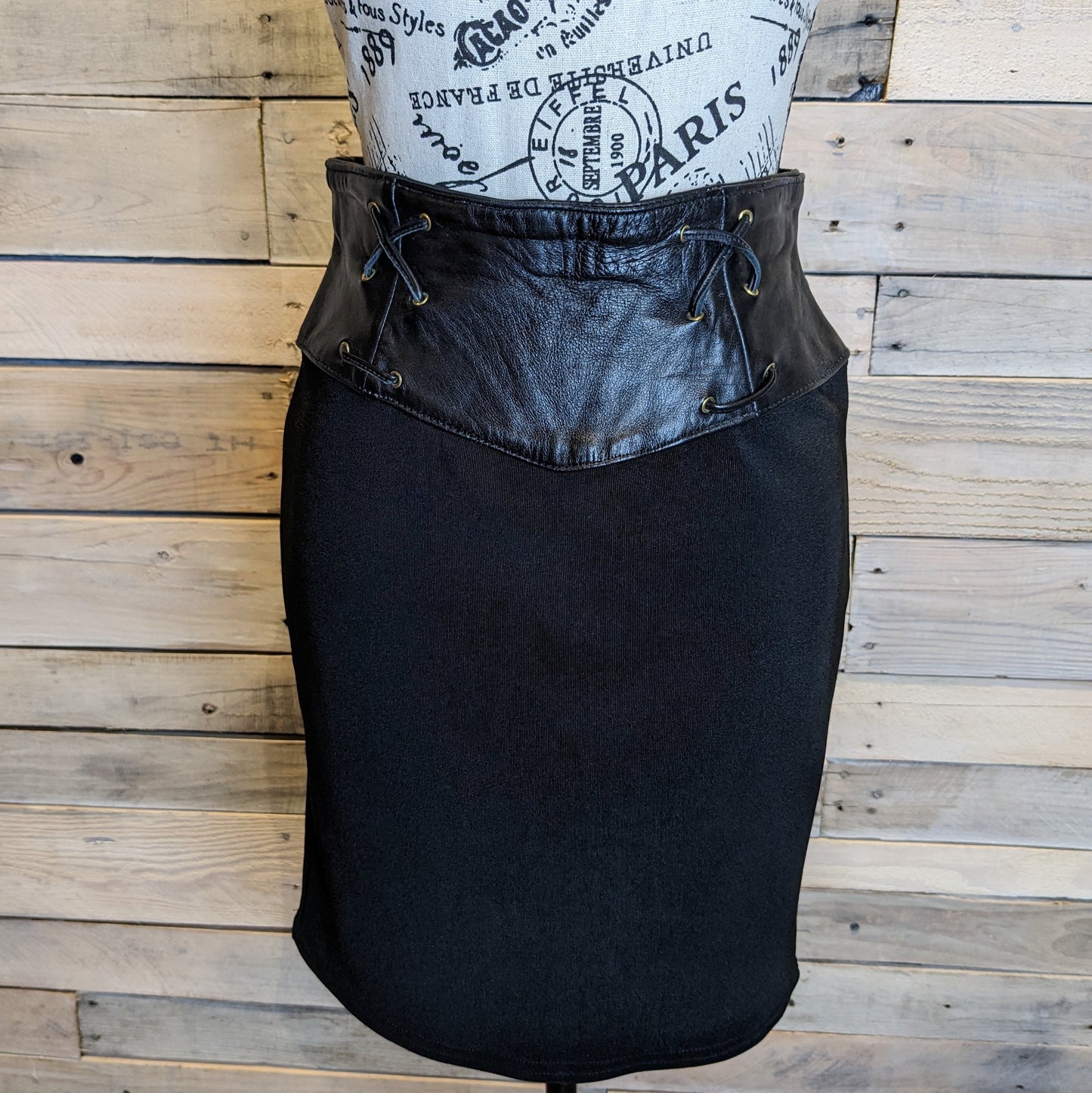 Firenze Vintage Leather Banded Skirt Sz 6