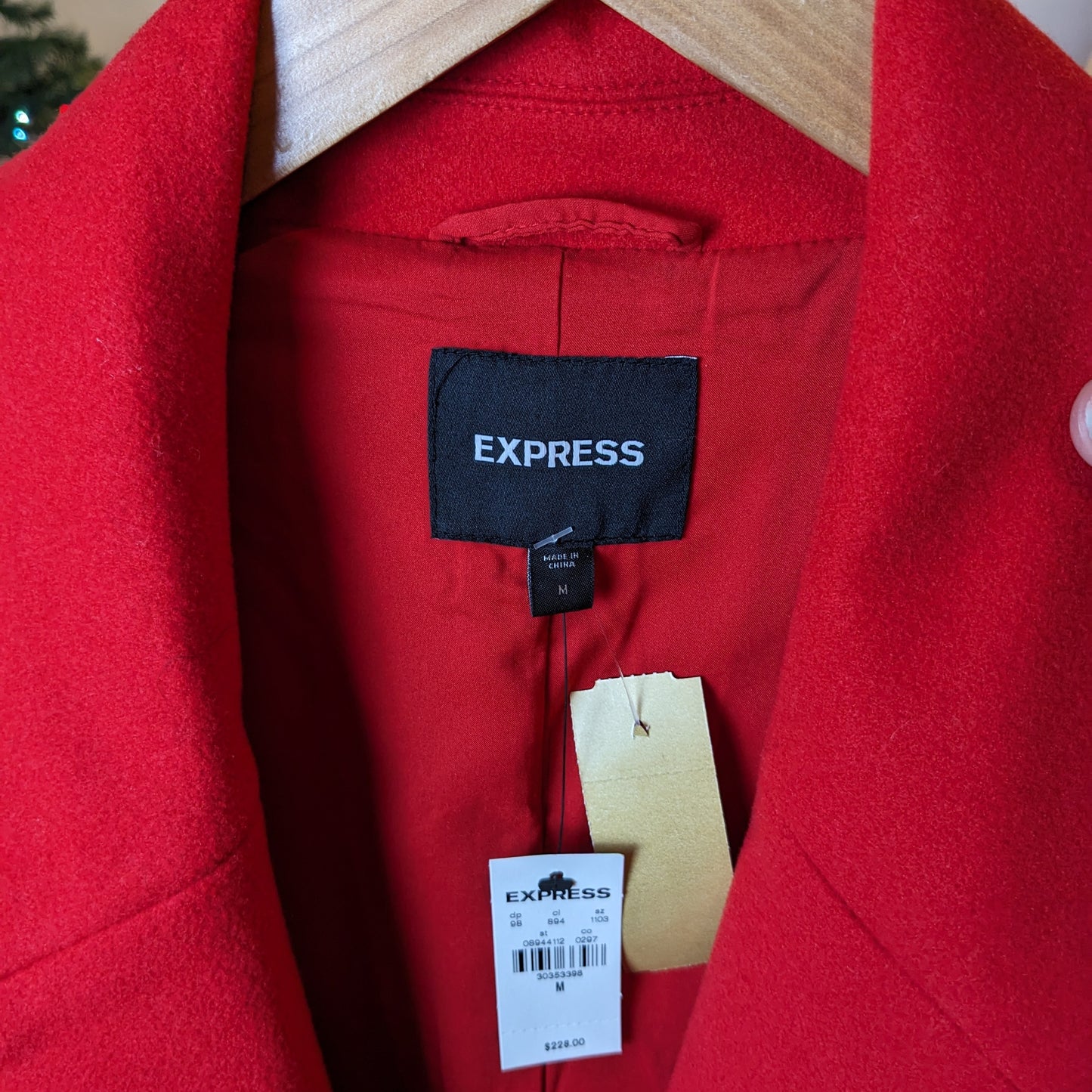 Express Red Belted Coat Sz M