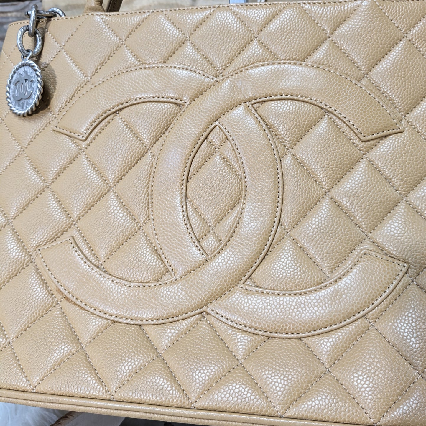 Chanel Medallion Quilted Caviar Leather Tote
