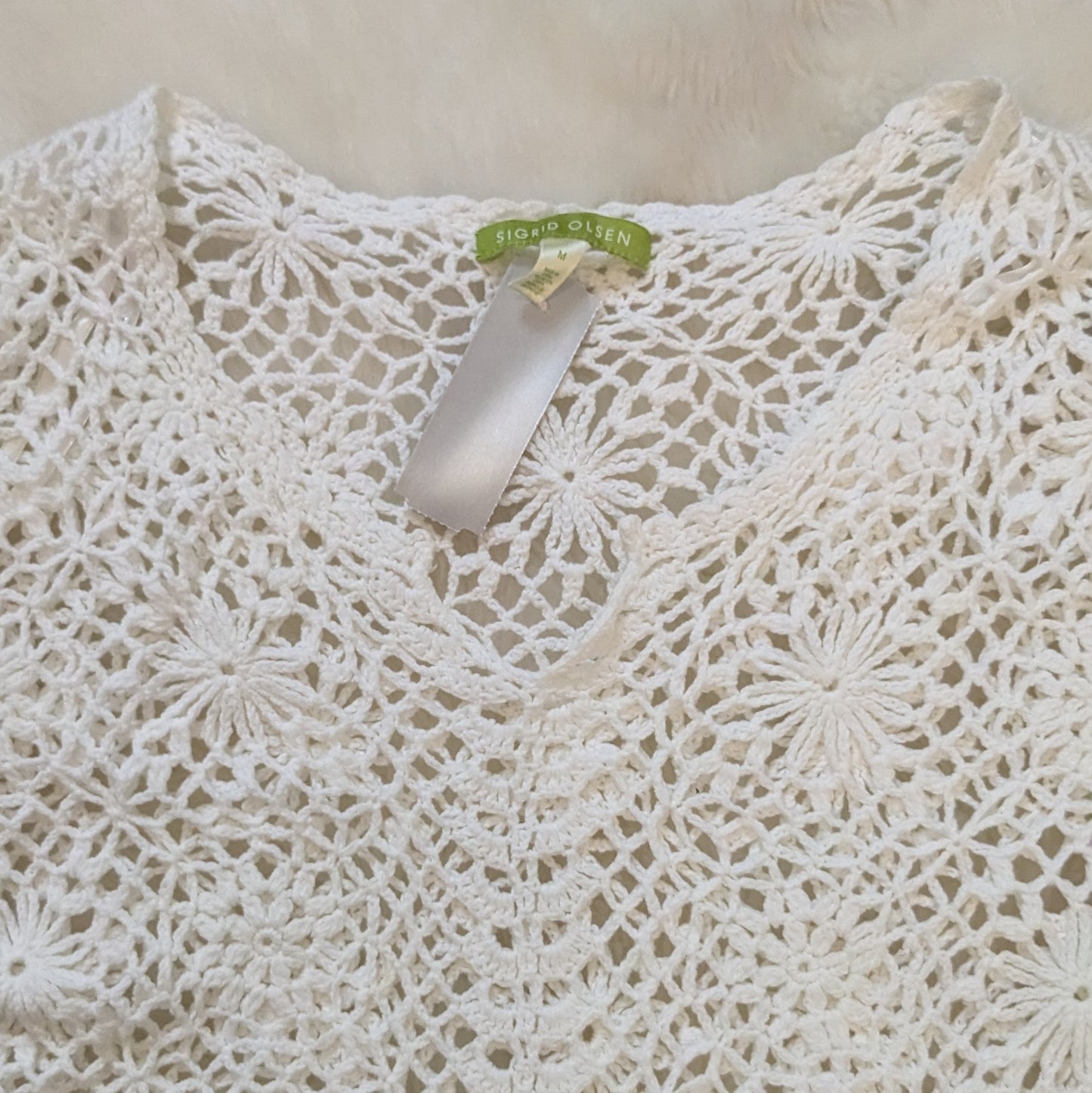 Singrid Olsen long sleeve flare Crochet Top Sz Medium