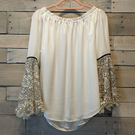 WHBM Lace Bell Sleeve Blouse Sz M