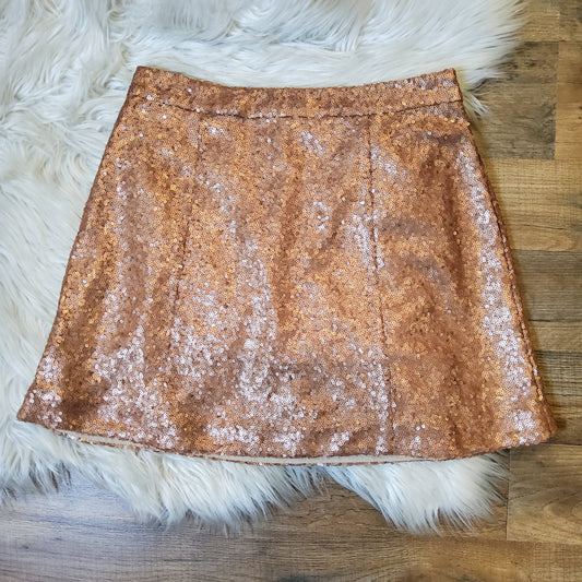 Decree Rose Gold Sequin Mini Skirt Sz S