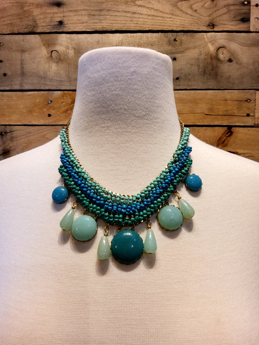 Beaded Turquoise Statement Necklace